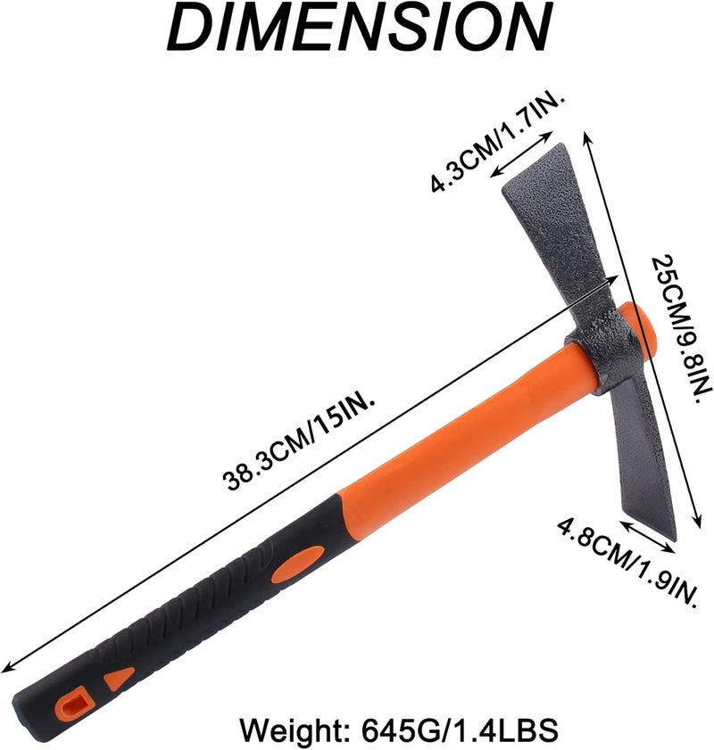 LUBAN Dual Head Axe Hoe with Heavy Duty Forged Adze and Ergonomic Non-Slip Handle for Gardening, Hunting, Landscaping Outdoor 39mm/15-Inch - Image 2